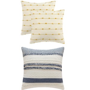 REGALWOVEN 3 Pcs Striped Modern Decorative Throw Pillow Covers Square 18" x 18" - 1 of 4