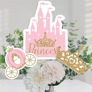 Big Dot of Happiness Little Princess Crown - Pink and Gold Princess Baby Shower or Birthday Party Centerpiece Sticks - Table Toppers - Set of 15 - 1 of 4