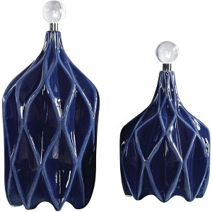Uttermost Klara Glossy Cobalt Blue Ceramic Bottles Set of 2 - 1 of 1