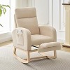 Rocking Chair Nursery Chair with Foot Rest, Recliner Armchair with High Backrest& Wood Legs and Side Pocket for Living Room, Bedroom,Grey - 2 of 4