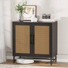 COMHOMA 2 Storage Cabinet with Rattan Doors, Free Standing Buffet Cabinet, Black - 2 of 4