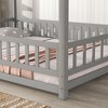 APRILSOUL Full Size Floor Wooden Bed with House Roof Frame, Fence Guardrails - 4 of 4