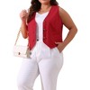 Agnes Orinda Women's Plus Size Sleeveless V-neck Button Down Fashion Vests - 2 of 4