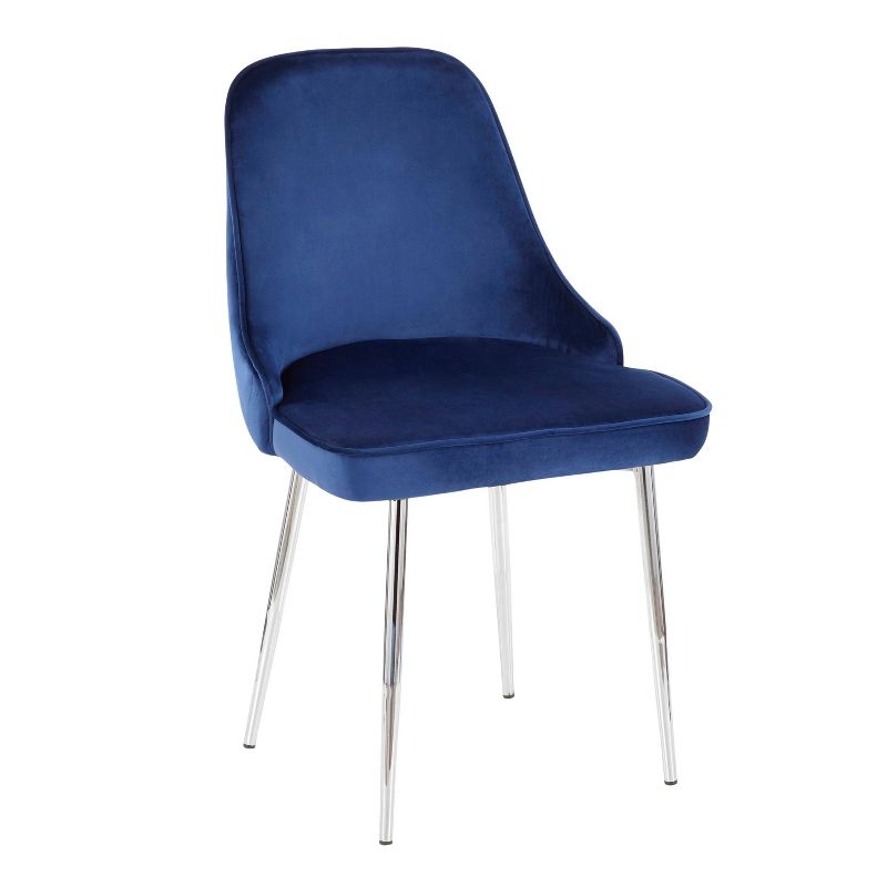 Set of 2 Marcel Contemporary Dining Chair Chrome/Blue Velvet - LumiSource, 3 of 12