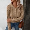 Women's Long Sleeve Pullover Sweater Soft Cable Knit Warm Hoodie Hooded Fashion Casual Knitwear Jumper Tops - 3 of 4