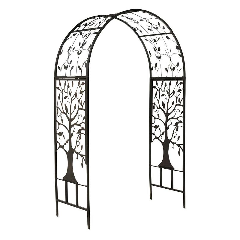 Plow & Hearth - Wide Arch Metal Garden Arbor with Tree of Life Design, 1 of 8