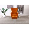 Velvet Modern Armchair with Ottoman, Comfy Cushion and Easy Assembly for Living Room & Bedroom - 2 of 4