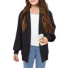 Girls' Oversized Long Sleeve Cardigan Open Front Lantern Sleeve Knit Sweater with Pockets - 3 of 4