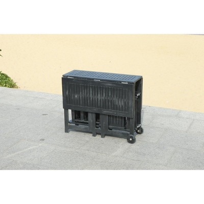 Black Acacia Wood Foldable 5-Piece Patio Dining Set