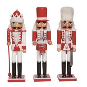 Transpac Christmas Wooden 15” Red & White Nutcracker Set of 3. Christmas Home Decorations - 1 of 1