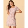 Allegra K Women's Floral Square Neck Short Sleeve Drawstring Ruched Dress - image 2 of 4