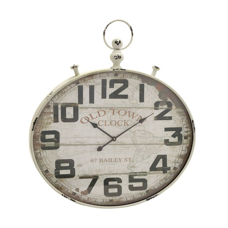 Metal Pocket watch Style Wall Clock White - Olivia &#38; May, 1 of 7