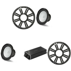 Kicker Marine KPX500.1 Powersports Amp & (2) 10" 4 Ohm ( Charcoal Grill ) Subwoofer Audio Upgrade - 1 of 4