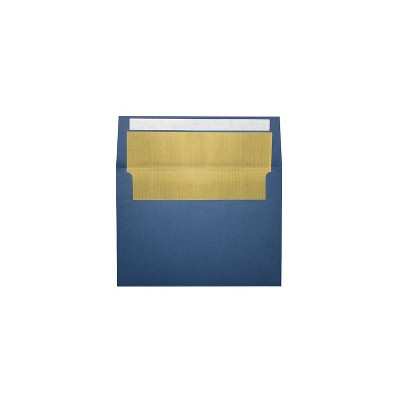 LUX A7 Foil Lined Invitation Envelopes 5 1/4 x 7 1/4  Navy w/Gold Lining FLNV4880-04-50