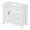 KIGFTSOD 36" Bathroom Vanity with Sink, White Vanity Cabinet with Flip-Out Drawer, 3 Drawers, 2 Soft-Close Doors - 2 of 4