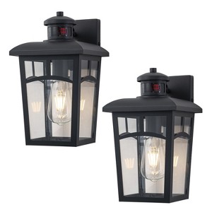 C Cattleya 2-Pack 12inch Black Outdoor Wall Lantern Sconce with Clear Glass Shade - 1 of 4