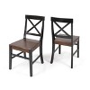 Lyngins Dining Chairs Set of 2,Farmhouse Acacia Wood Kitchen Chairs with X-Shaped Backrest for Living Room,Dining Room,Bedroom - 2 of 4