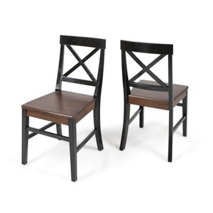 GDFStudio Earnest Farmhouse Acacia Wood Dining Chairs (Set of 2) - 1 of 4