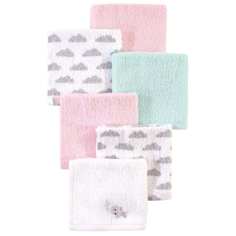 Luvable Friends Baby Girl Super Soft Cotton Washcloths, Elephant Spray, One Size, 1 of 4