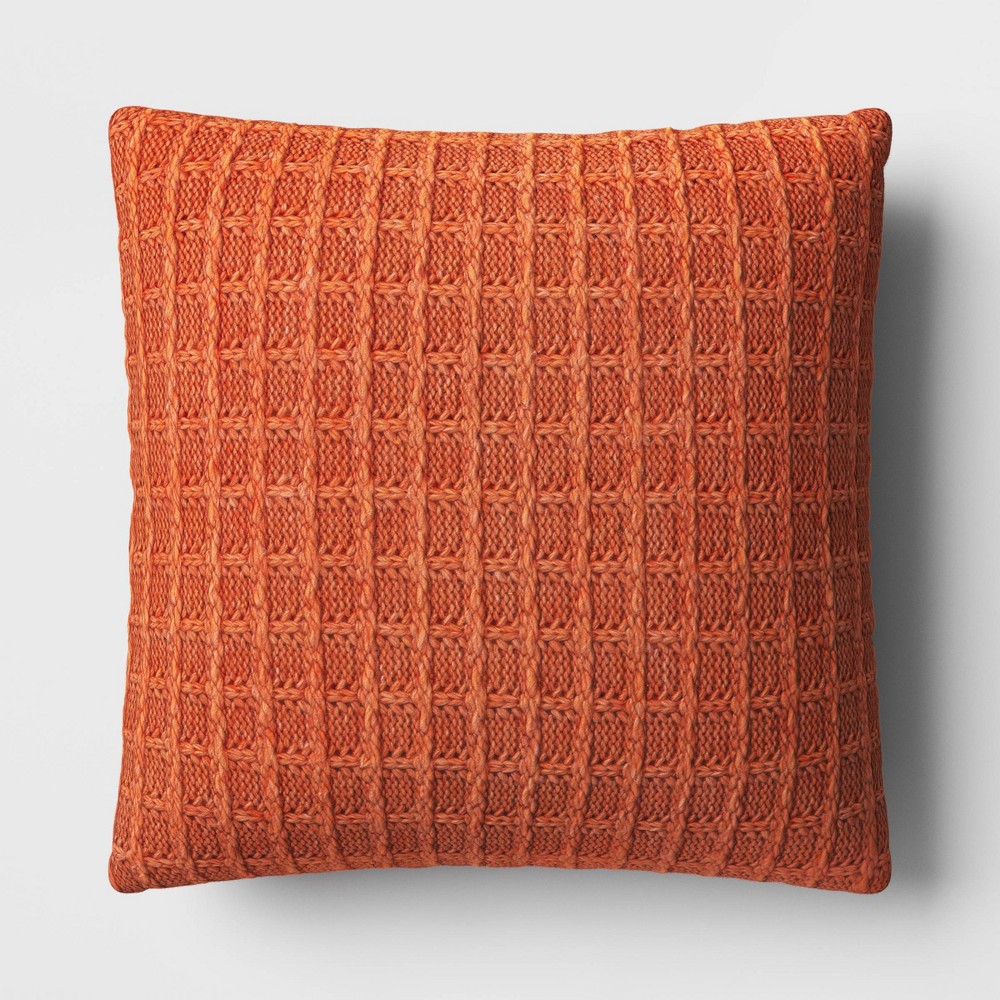 Oversized Marled Knit Square Throw Pillow Orange - Threshold™