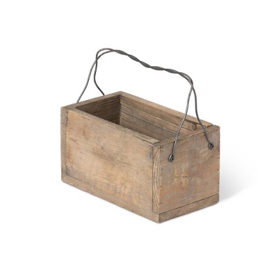 Park Hill Collection Primitive Wood Box With Wire Handle