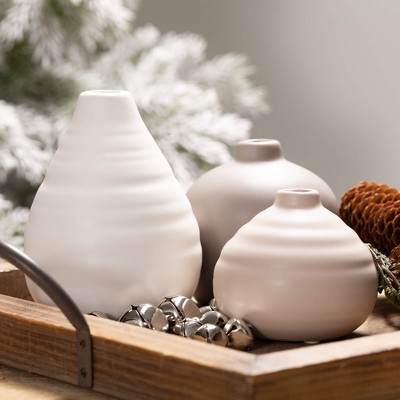 Neutral Ceramic Bud Table Vase Set of 3