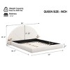Boucle Upholstered Platform Bed with Arched Headboard and Built-In Side Table, Modern Floor Standing Frame Bed-Baofuwish - 4 of 4