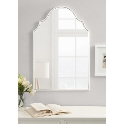 Leanna Coastal Arched Wall Mirror with Scalloped Edges, 20x30, White