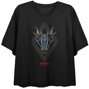 House Of The Dragon Dragon Head Crest Women's Black Crop T-shirt - 1 of 3
