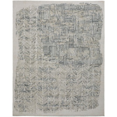 Elias Modern Abstract Green/Blue/Ivory Area Rug