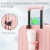 Syemin Luggage 3 pcs in ABS Spinner Wheel Luggage Set Carry on Suitcase with Cup Holder Phone Holder for Travel, Pink, 19.3"*11.4"*29.5" - 4 of 4