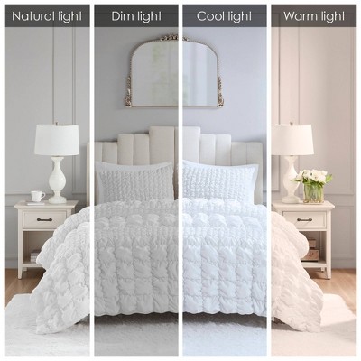 King White Ruched Microfiber Comforter Set