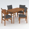 5-Piece Dining Table Set with Solid Wood Legs, Space-Saving Rectangular Table and 4 Upholstered Chairs for Kitchen, Apartment, Small Dining Room - 4 of 4