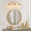 POWLIG 22.44-in 3-Light Gold Bathroom Light Fixtures Over Mirror Vanity Lighting with Clear Glass Globe Shades - 3 of 4