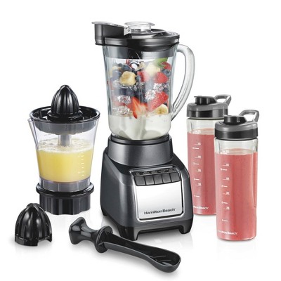 Hamilton Beach 3 in 1 Blend & Juice Glass 5-Speed Blender System Black 53524: Juicer, Smoothie Maker, Dishwasher Safe