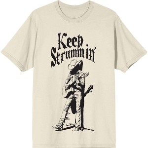 Keep Strummin' Cowboy Americana Adult Crew Neck Short Sleeve Tee - 1 of 2