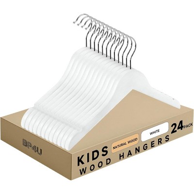 BP4U 12.8" Kids Wooden Hangers with Non-Toxic Finish, Slim 0.4" Baby Clothes Hangers with 360° Swivel Hook for Toddler Coats  说明：