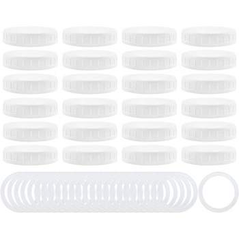 Cornucopia Brands Wide Mouth Plastic Mason Jar Lids w/ Silicone Seal Rings, 24pk Deluxe Set