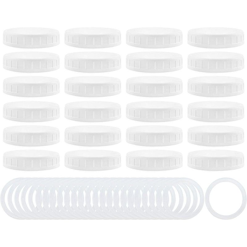 Cornucopia Brands Wide Mouth Plastic Mason Jar Lids w/ Silicone Seal Rings, 24pk Deluxe Set, 1 of 7