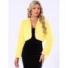 Allegra K Women's Cropped Open Front Collarless Long Sleeve Faux Fur Jacket - 2 of 4
