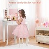 Infans Kids Vanity Table & Stool Princess Dressing Make Up Play Set for Girls - 4 of 4