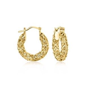 Ross-Simons 18kt Gold Over Sterling Filigree Hoop Earrings - 1 of 4