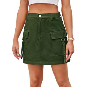 Clearlove Women's Denim Short Skirt for Spring Summer Jeans Dress Washed Fabric with Elastic Waistband for Comfortable Fit Stylish Casual - 1 of 4