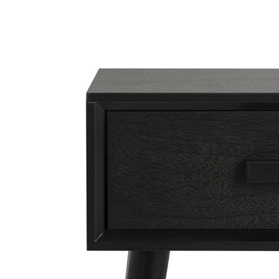 Lyle Transitional Black Pine Wood Rectangular Side Table with Storage