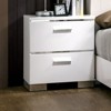 Vynxaria Contemporary Nightstand: White High Gloss Lacquer with USB Charger & Chrome Accents for Modern Bedrooms - 2 of 4