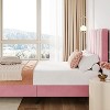 Homhougo Twin Size Bed Frame with Adjustable Headboard, Linen Upholstered Twin Platform Bedframe with Strong Wooden Slats, Easy Assembly, Grey - 3 of 4