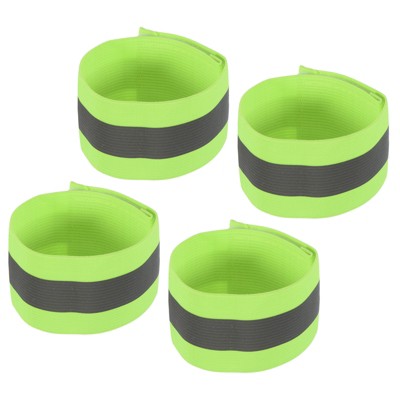 Unique Bargains Reflective Bands for Arm Wrist Ankle Leg 14x1.5 Inch Strip Wide Green 4 Pack