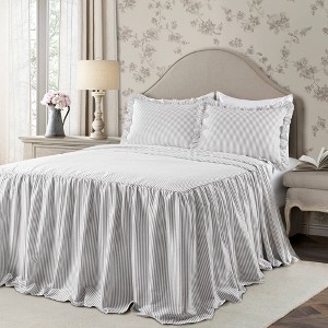 Twin 2pc Ticking Stripe Bedspread Set Gray - Lush Décor