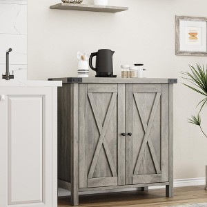Farmhouse Sideboard Buffet Cabinet,Modern Kitchen Coffee Bar Cabinet with 2 Doors and Adjustable Shelves - 1 of 4