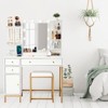Makeup Vanity Desk with Stool and Charging Station, White Vanity Set Makeup Table with Mirror & Lights - 3 of 4